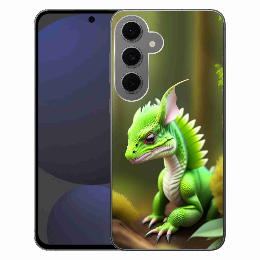 Gelový kryt mmCase na Samsung Galaxy S24 FE - zelený dráček