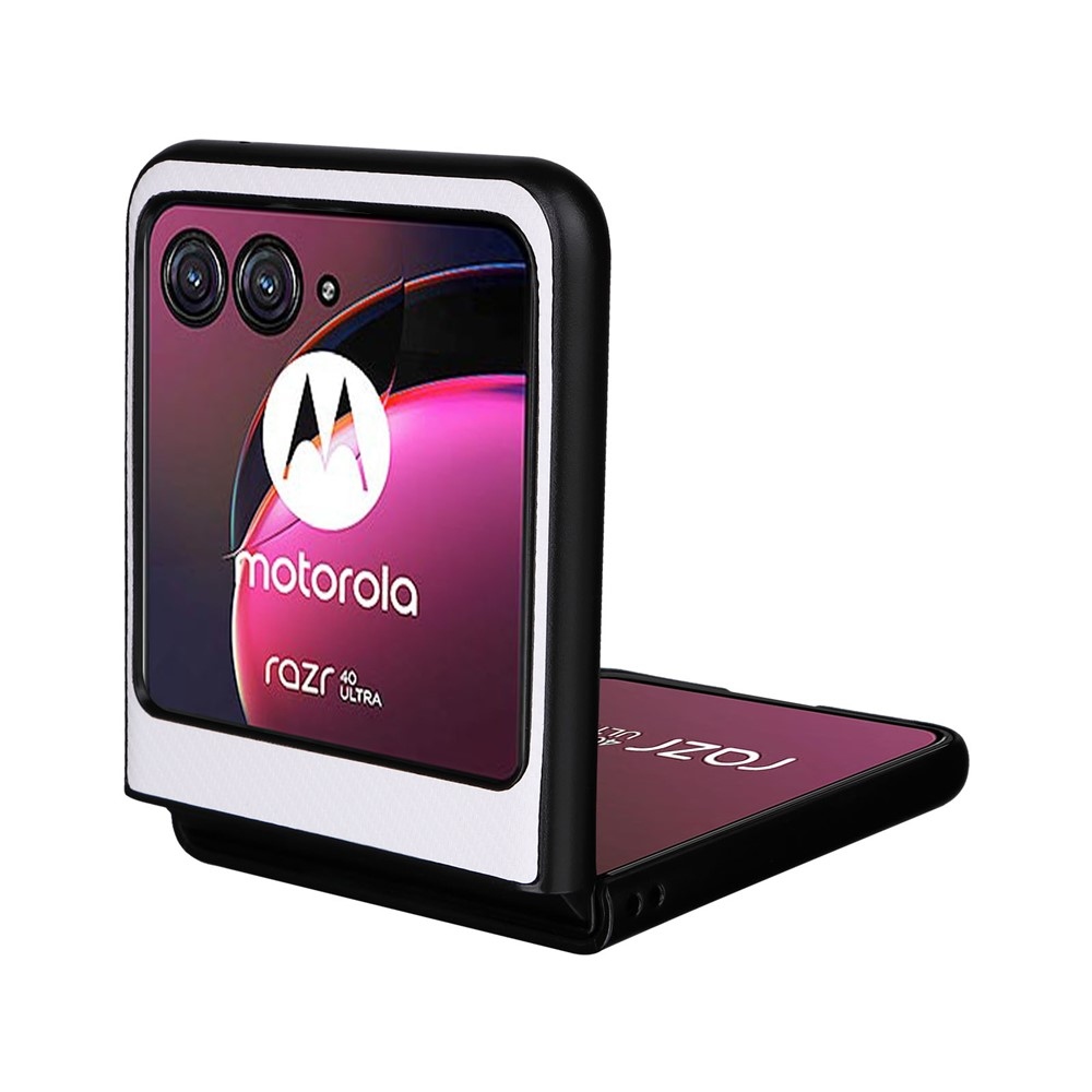 Textury plastový kryt s umělou kůží na Motorola Razr 40 Ultra 5G - bílý