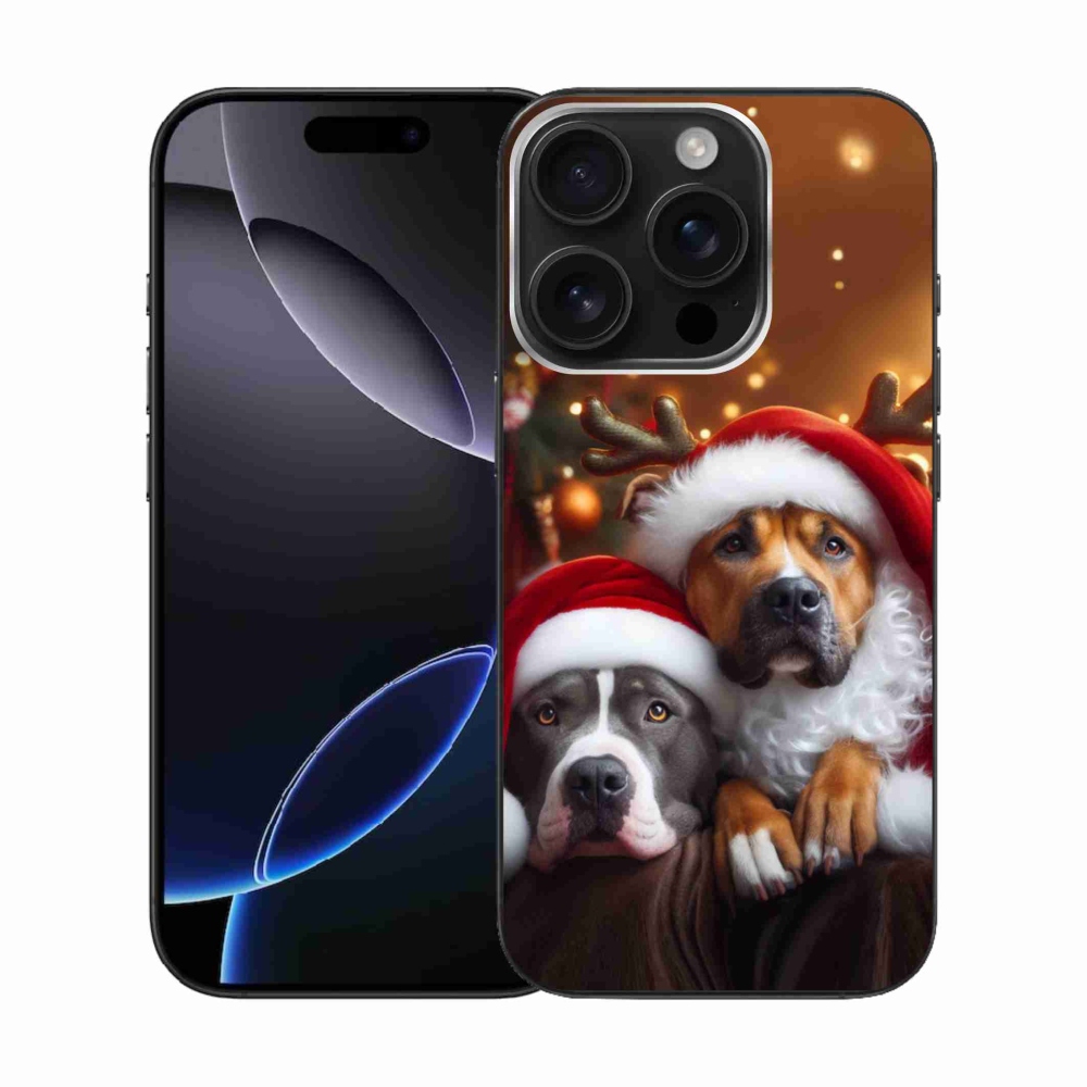 Gelový kryt mmCase na iPhone 16 Pro - vánoční psi