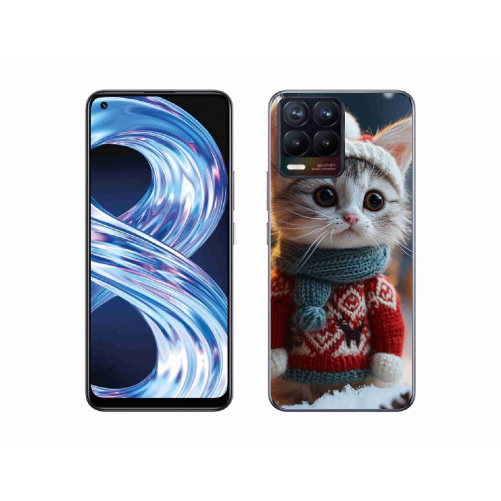Gelový kryt mmCase na Realme 8 Pro - kotě ve svetru