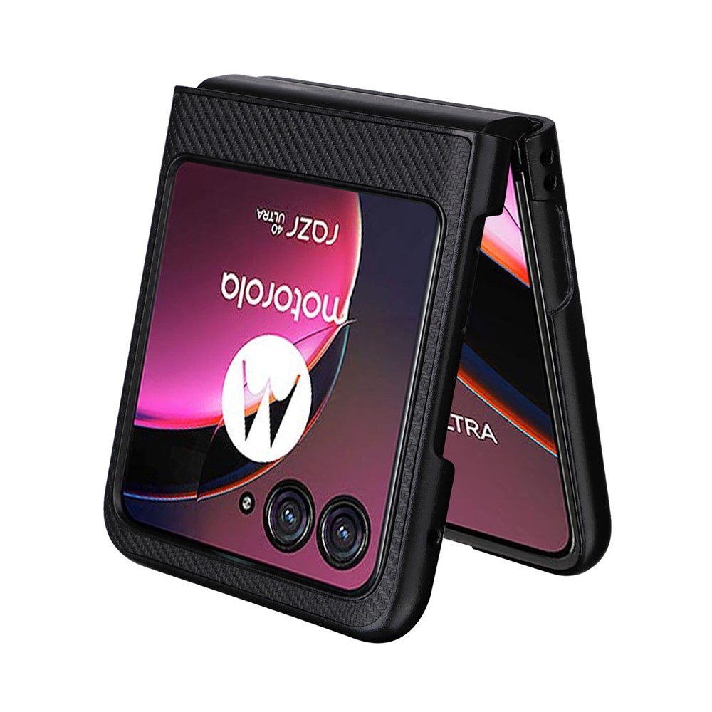 Textury plastový kryt s umělou kůží na Motorola Razr 40 Ultra 5G - černý