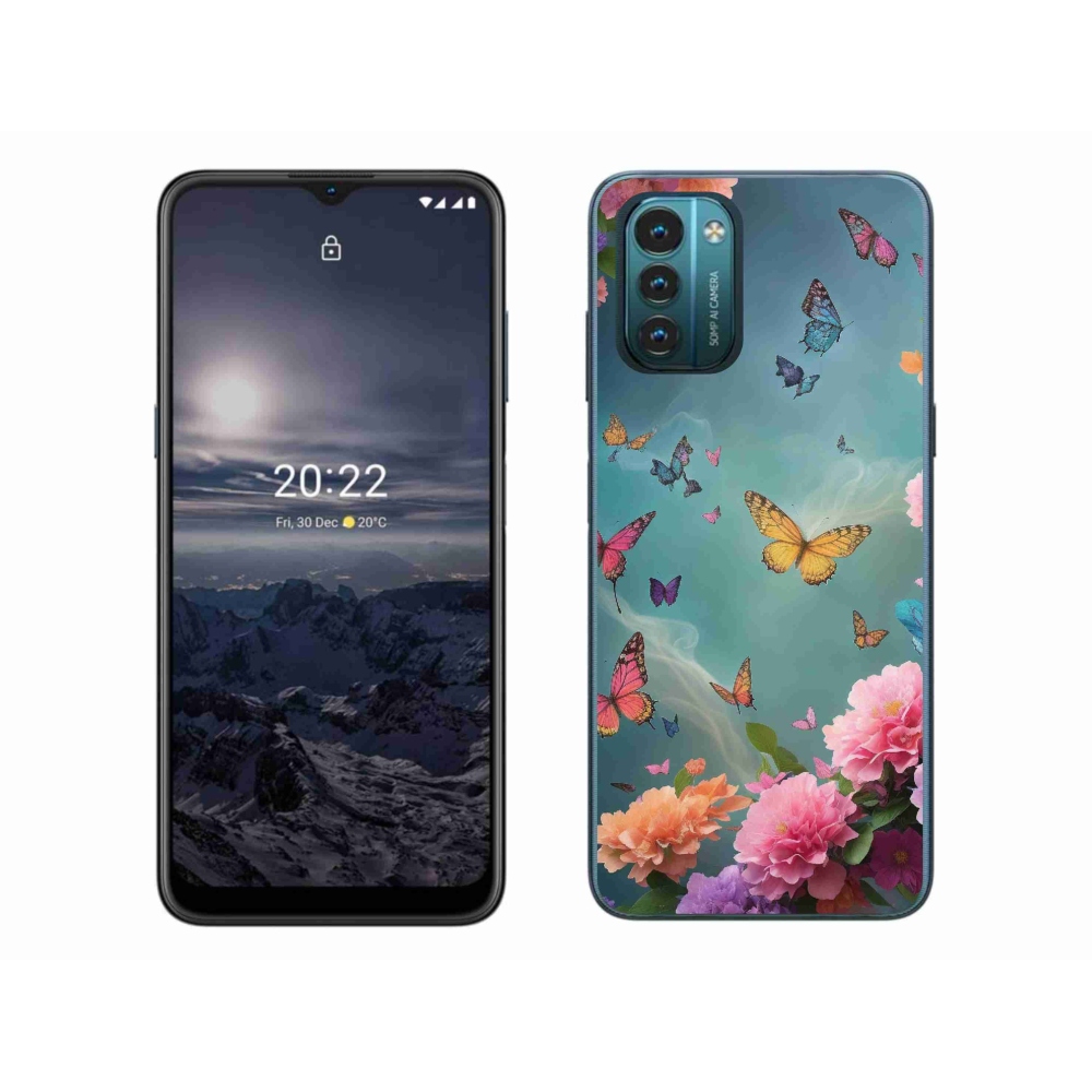 Gelový kryt mmCase na Nokia G11/G21 - barevné květy a motýli