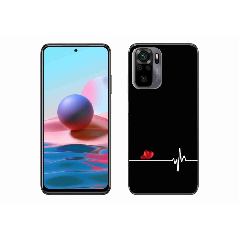 Gelový kryt mmCase na Xiaomi Redmi Note 10S - srdce a tep černé pozadí