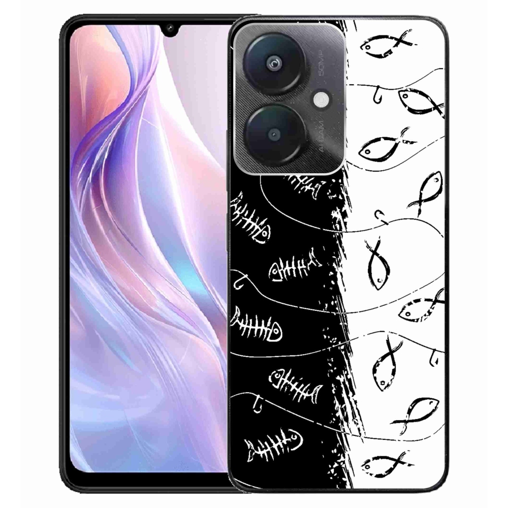 Gelový kryt mmCase na Xiaomi Redmi 13C 5G - kostry a rybky