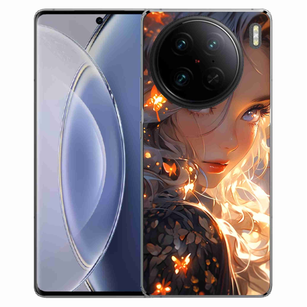 Gelový kryt mmCase na Vivo X90 Pro - dívka a motýli