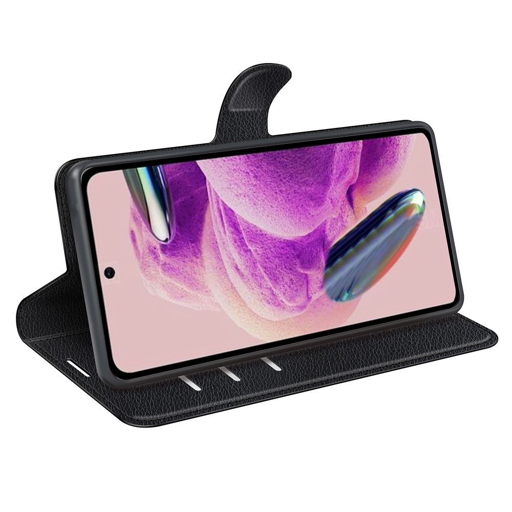 Litchi knížkové pouzdro na Xiaomi Redmi Note 12S - černé