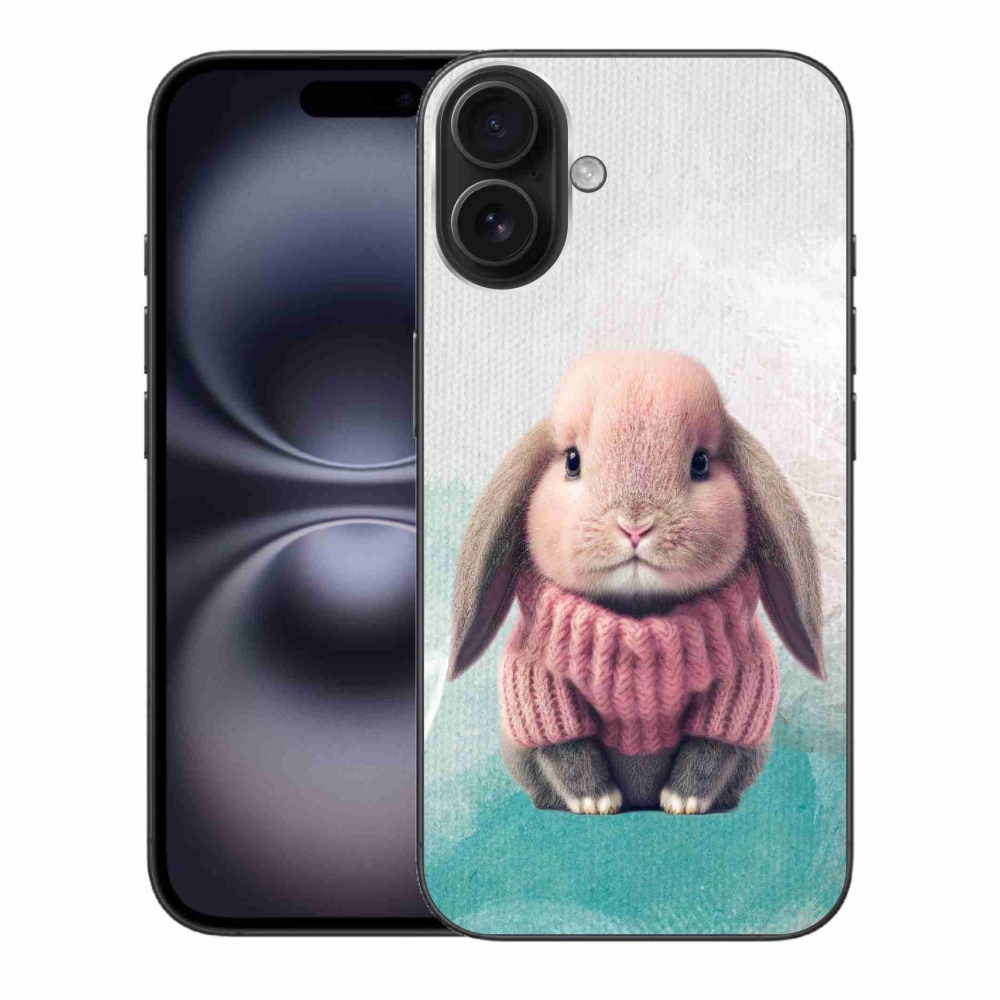Gelový kryt mmCase na iPhone 16 Plus - králíček ve svetru