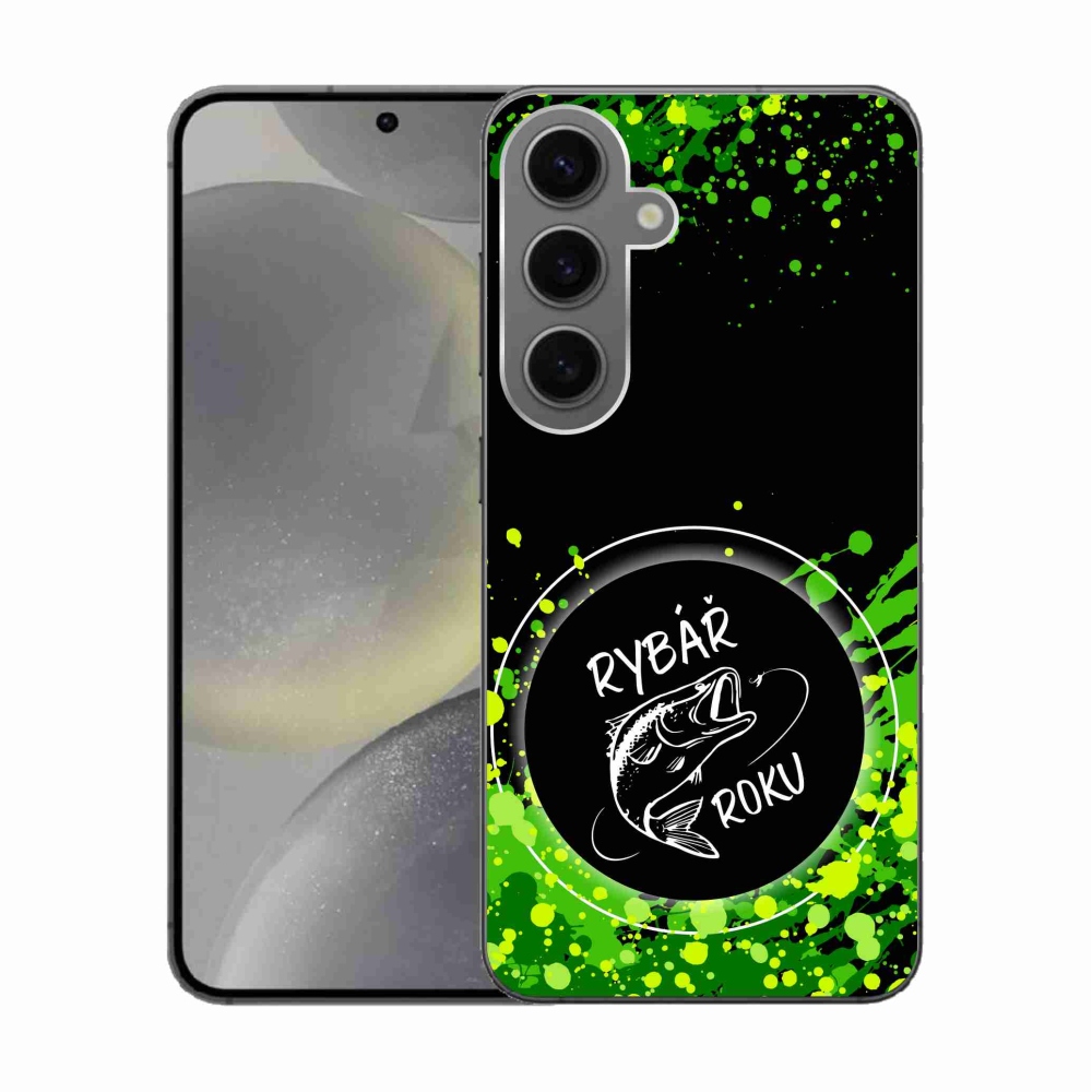 Gelový kryt mmCase na Samsung Galaxy S24 - rybář roku černé pozadí