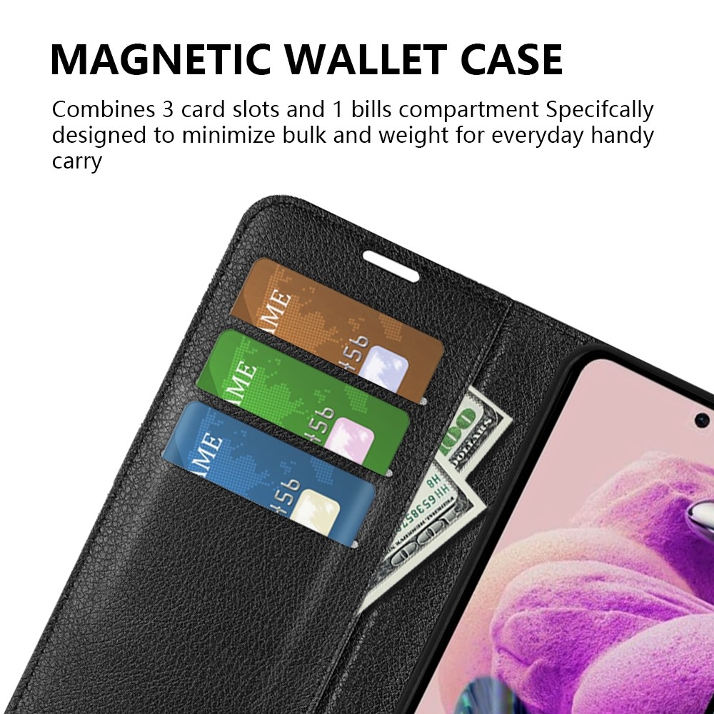 Litchi knížkové pouzdro na Xiaomi Redmi Note 12S - černé