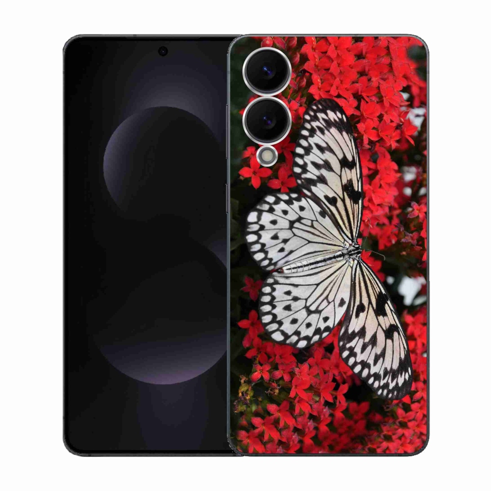 Gelový kryt mmCase na Samsung Galaxy S25 Edge - černobílý motýl 1