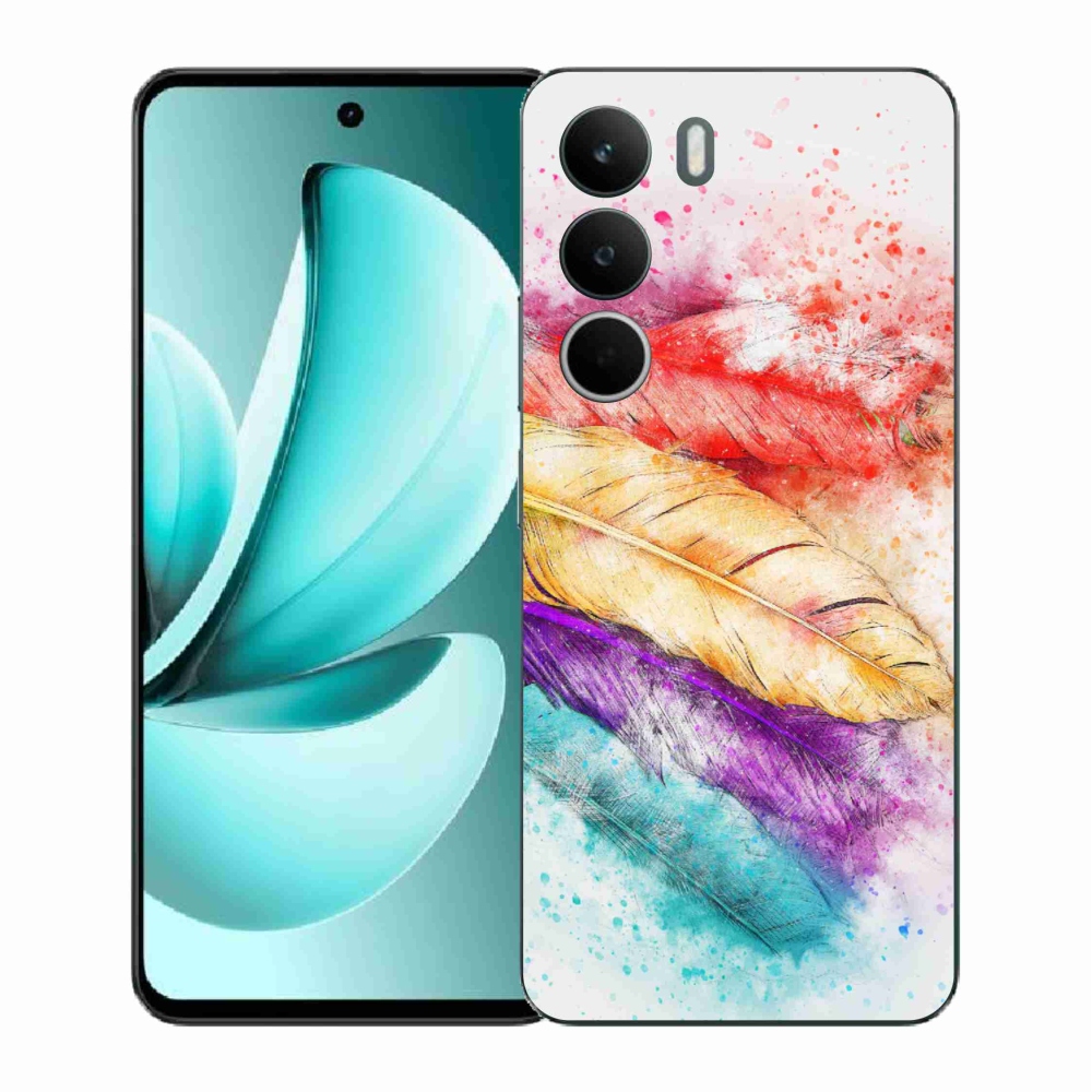 Gelový kryt mmCase na Realme C71 - barevné peří