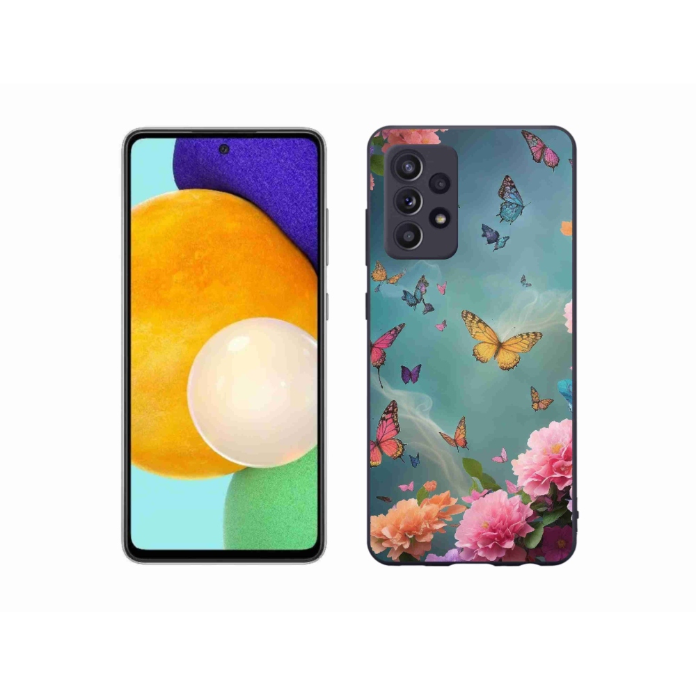 Gelový kryt mmCase na Samsung Galaxy A52s 5G - barevné květy a motýli