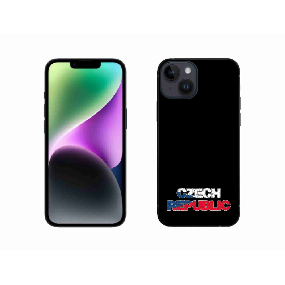 Gelový kryt mmCase na iPhone 14 - Czech Republic černé pozadí