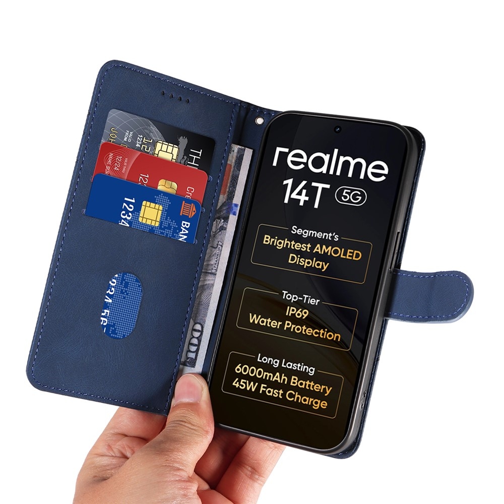 Curved knížkové pouzdro na Realme 14 5G/14T 5G - modré