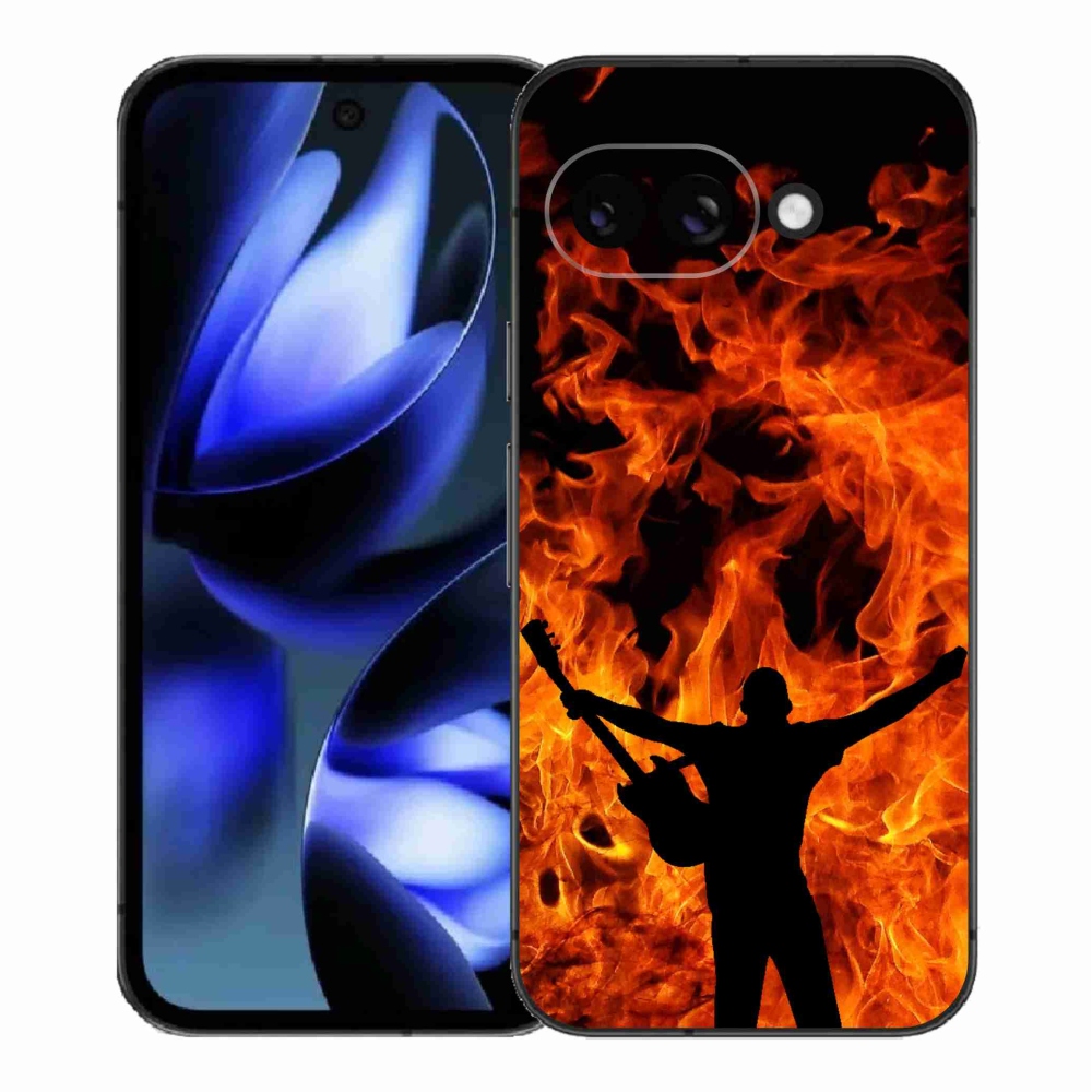 Gelový kryt mmCase na Google Pixel 9a - muzikant a oheň