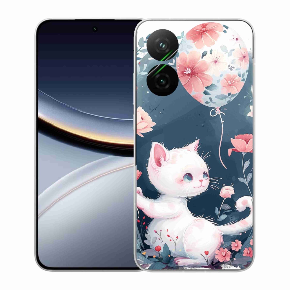 Gelový kryt mmCase na Xiaomi Poco F7 5G - kotě s balónkem