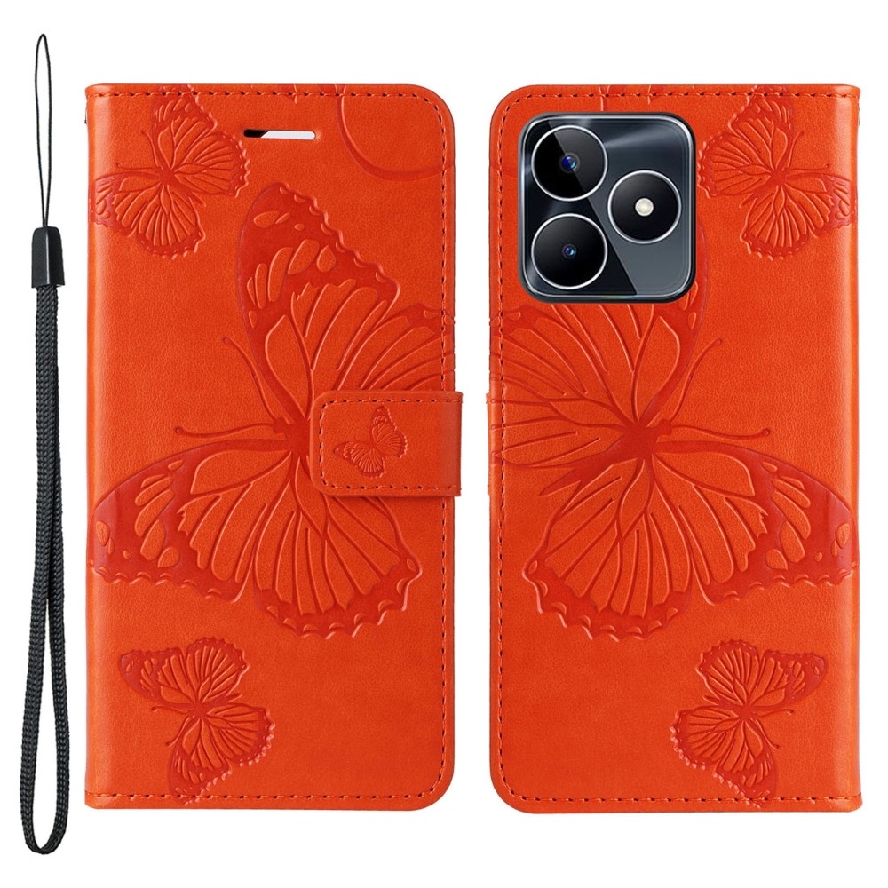 Big Butterfly knížkové pouzdro na Realme C51/C53 - oranžové