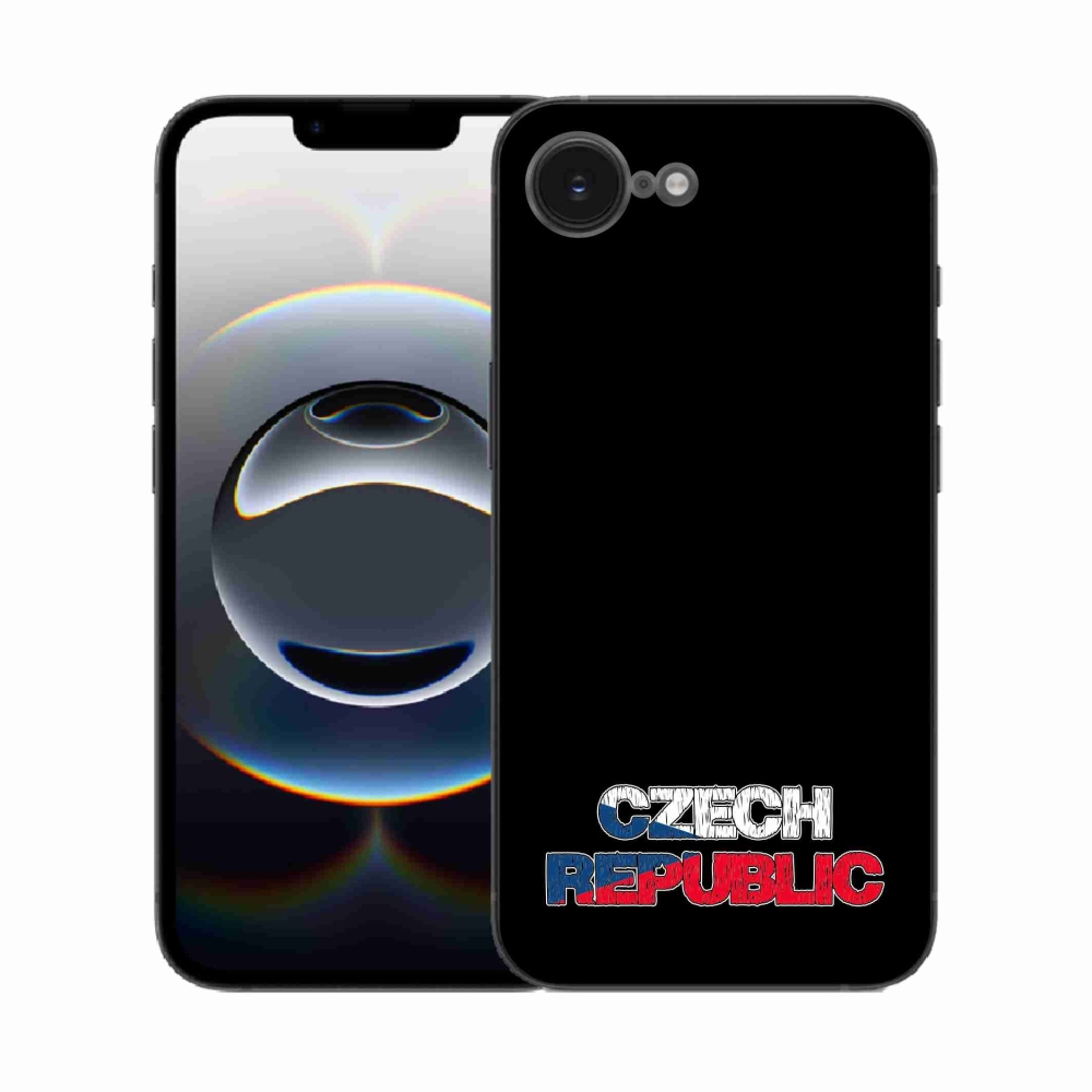 Gelový kryt mmCase na iPhone 16e - Czech Republic černé pozadí