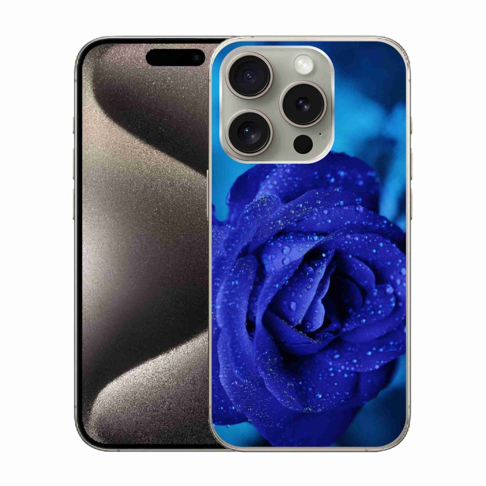 Gelový obal mmCase na iPhone 15 Pro - modrá růže
