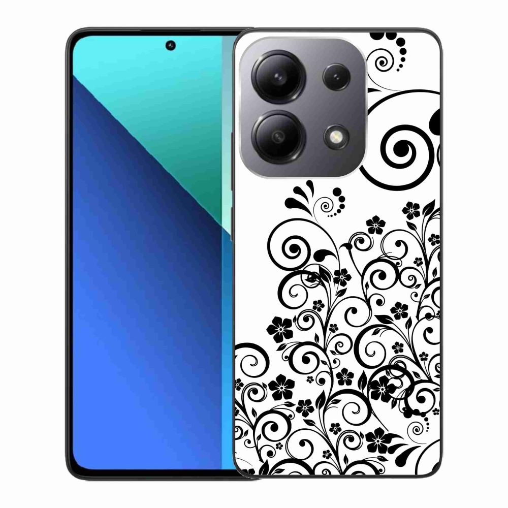 Gelový kryt mmCase na Xiaomi Redmi Note 13 - černobílé květinové vzory