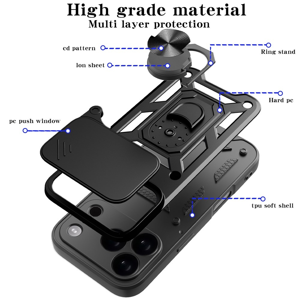 Ring odolný kryt na iPhone 17 Pro - černý