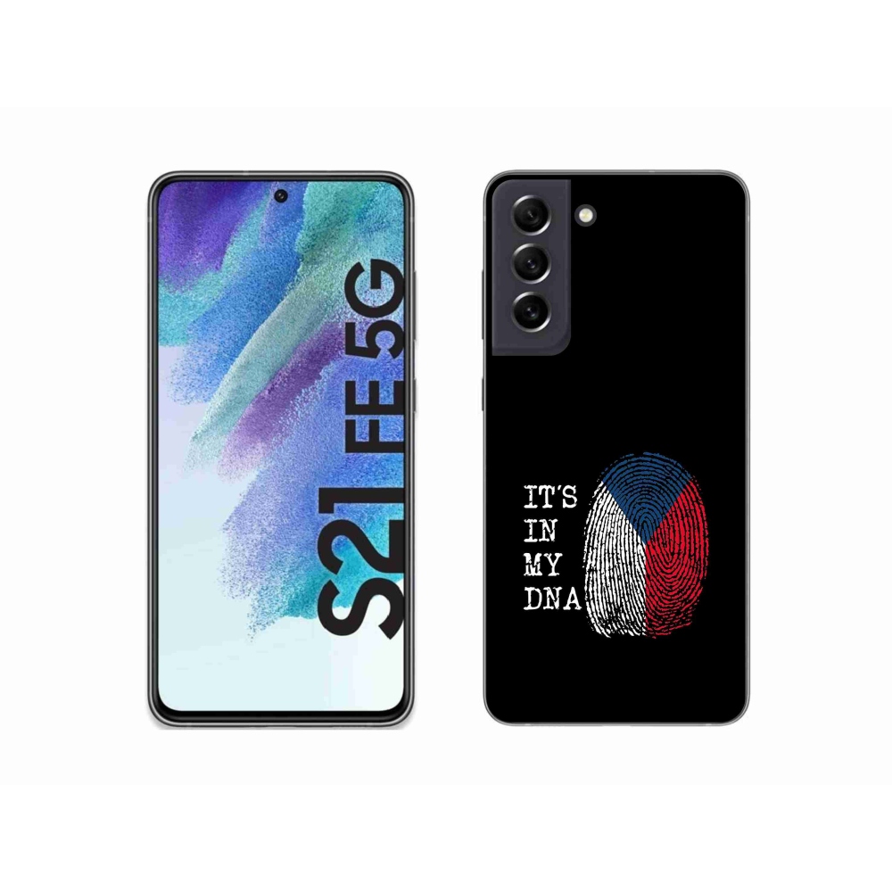 Gelový kryt mmCase na Samsung Galaxy S21 FE 5G - vlajka otisk prstu černé pozadí