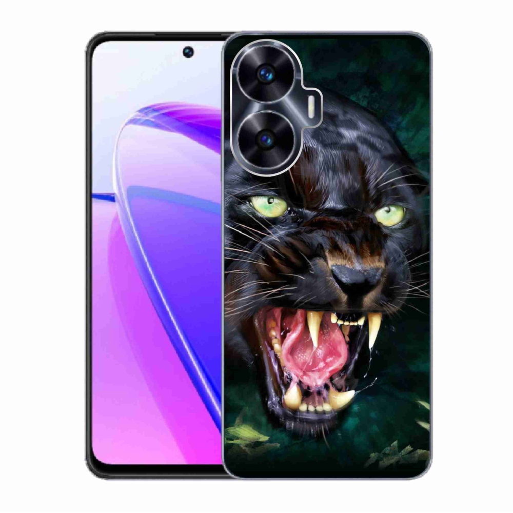 Gelový kryt mmCase na Realme C55 - rozzuřený černý panter