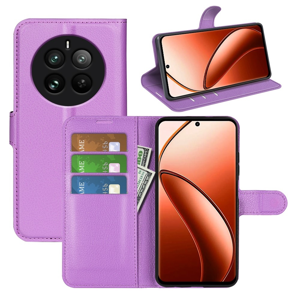 Litchi knížkové pouzdro na Realme 12 Pro 5G/12 Pro+ 5G - fialové