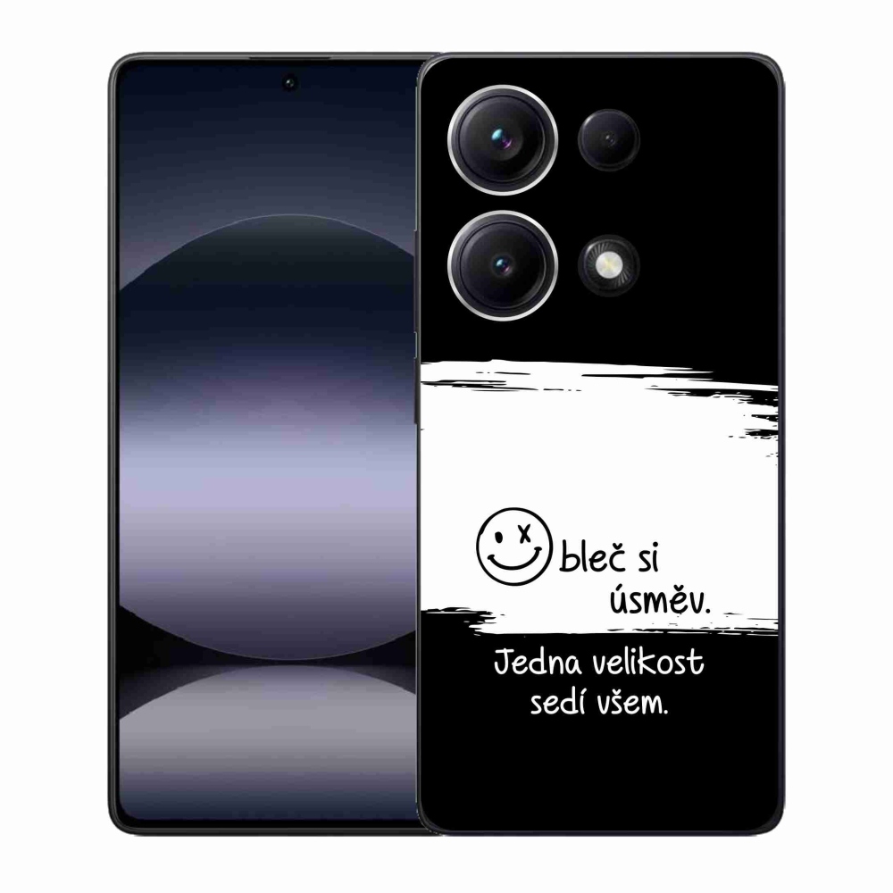 Gelový kryt mmCase na Xiaomi Redmi Note 14S - vtipný text 8 bíločerné pozadí