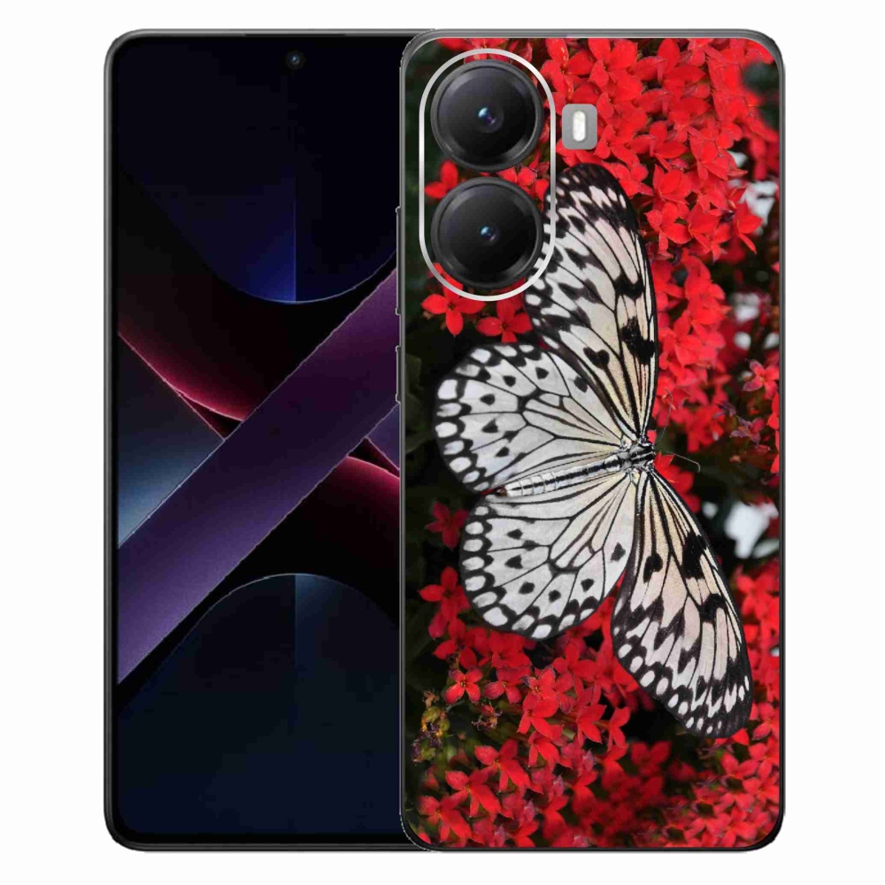 Gelový kryt mmCase na Xiaomi Poco X7 Pro 5G - černobílý motýl 1