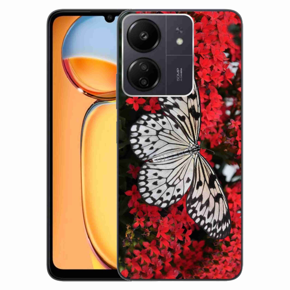 Gelový kryt mmCase na Xiaomi Poco C65/Redmi 13C - černobílý motýl 1