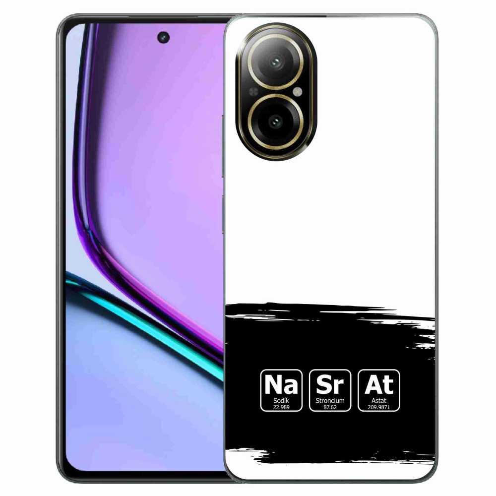 Gelový kryt mmCase na Realme C67 - chemické prvky černobílé pozadí