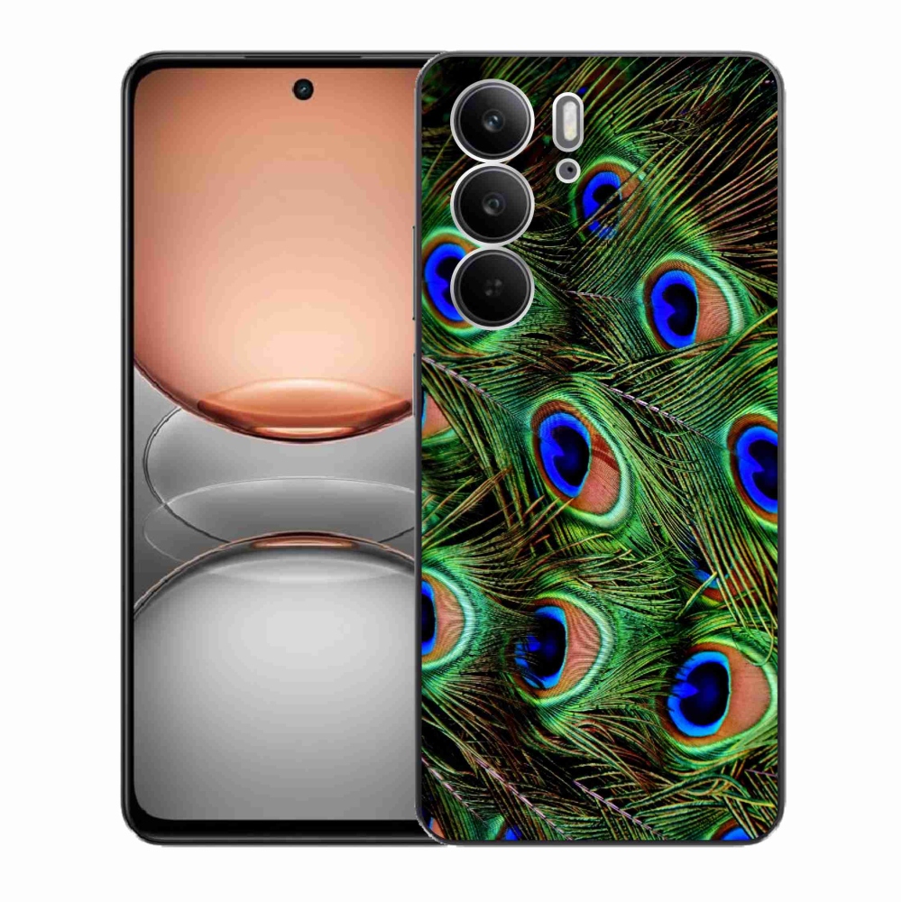 Gelový kryt mmCase na Realme C75 - paví peří