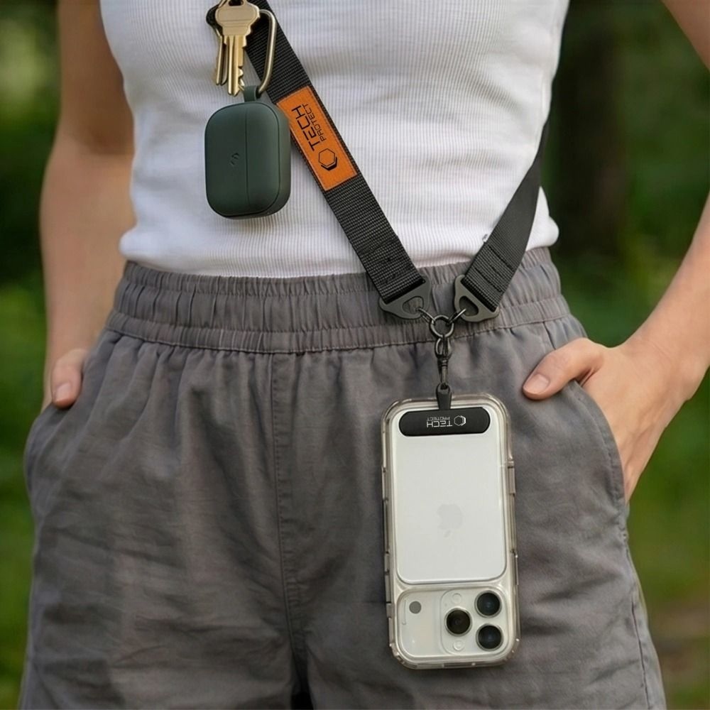 Tech-Protect C9S Rope Crossbody popruh na telefon - černý/oranžový