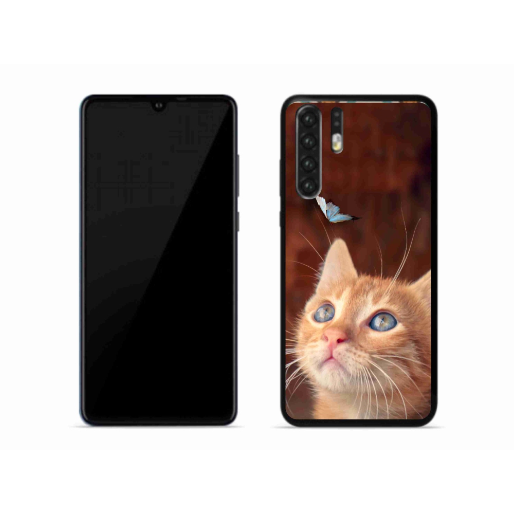 Gelový kryt mmCase na mobil Huawei P30 Pro - motýl a kotě