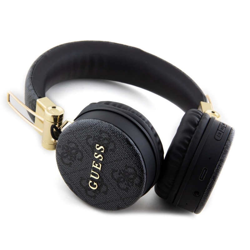 Guess PU Leather 4G Metal Logo BT5.3 Stereo Headphone Black