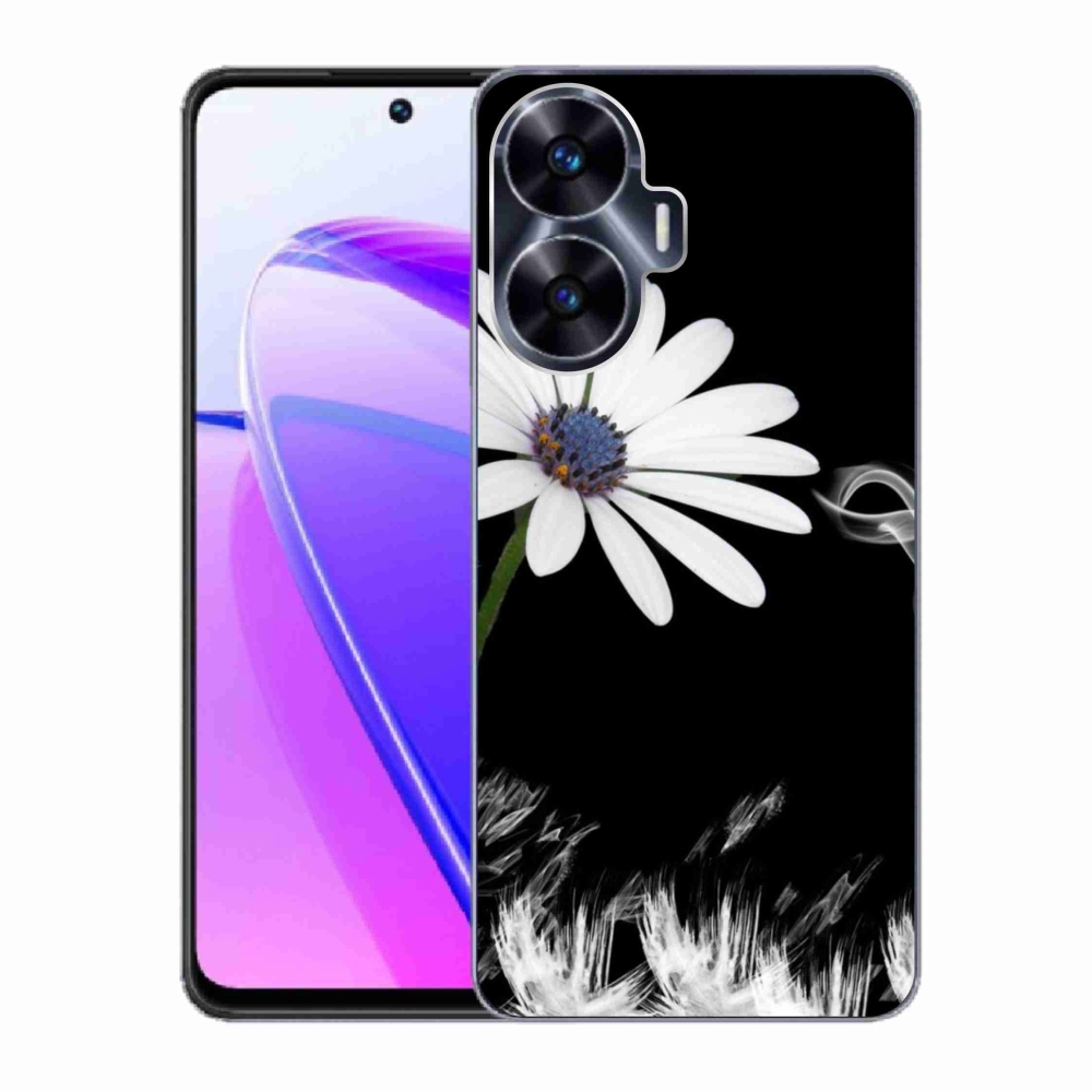 Gelový kryt mmCase na Realme C55 - bílá květina