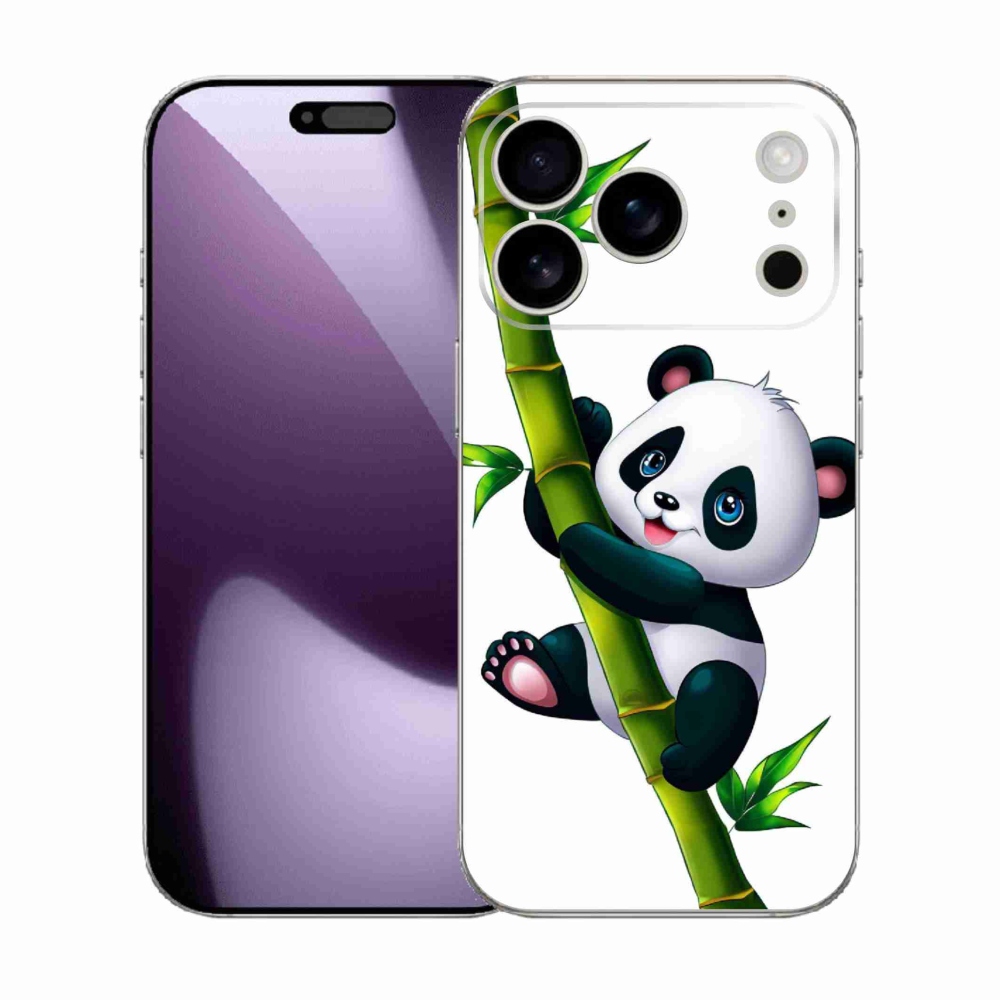 Gelový kryt mmCase na iPhone 17 Pro - panda na bambusu