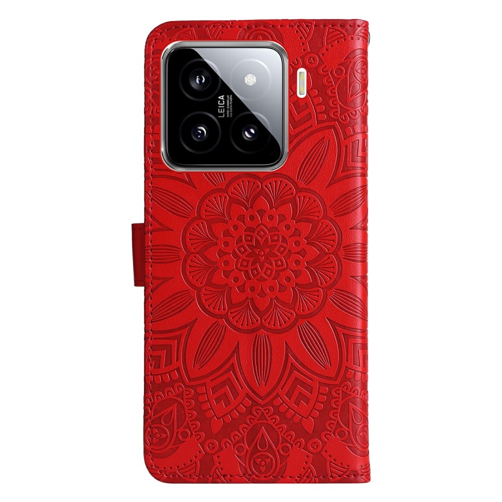 Sunflower knížkové pouzdro na Xiaomi 15 - červené