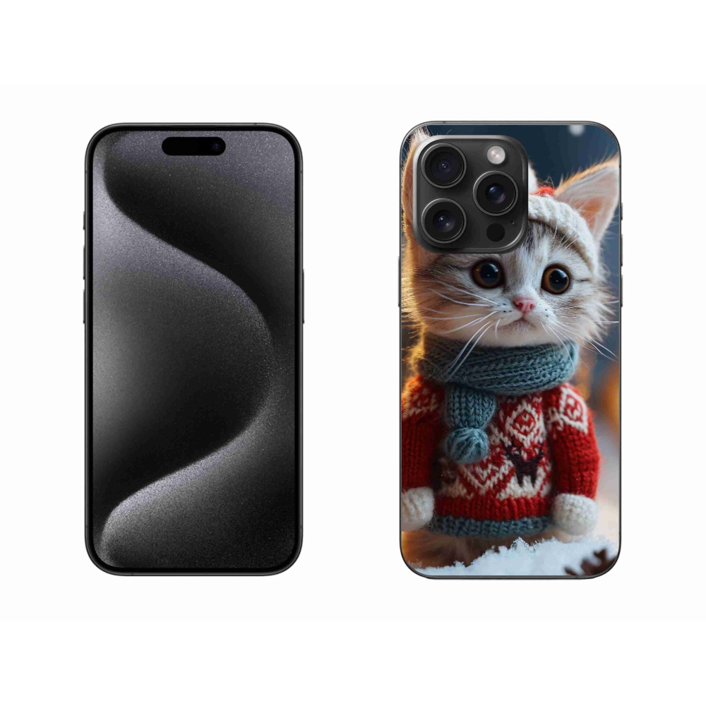 Gelový kryt mmCase na iPhone 15 Pro Max - kotě ve svetru