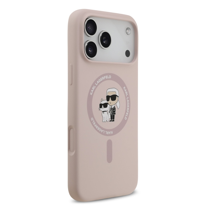 Karl Lagerfeld Liquid Silicone Karl and Choupette MagSafe Zadní Kryt pro iPhone 17 Pro Max Pink