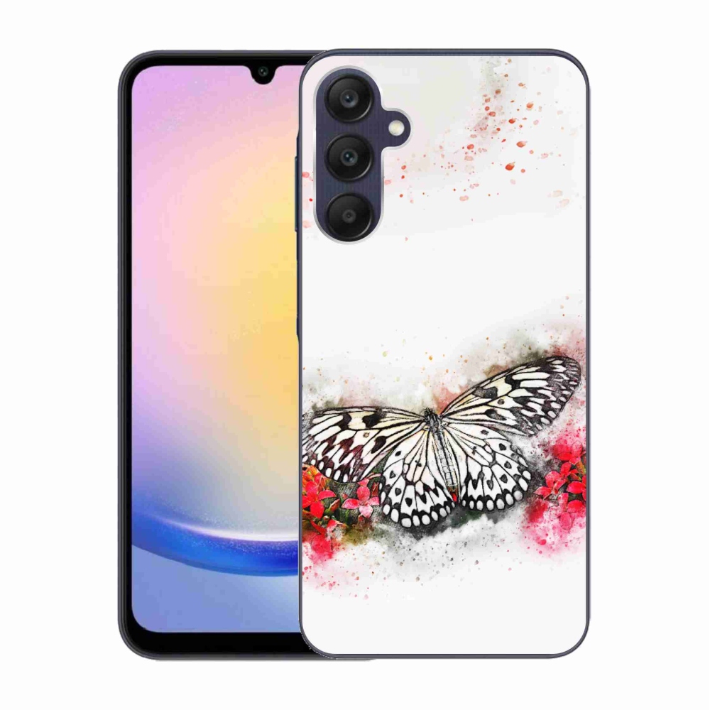 Gelový kryt mmCase na Samsung Galaxy A25 5G - černobílý motýl