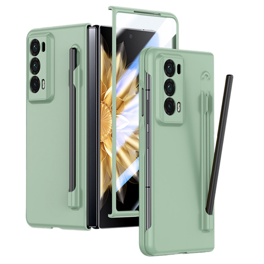 Case plastový obal s ochranným sklem na displej + stylus na Honor Magic V2 - světlezelený