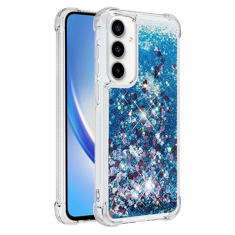 Glitter přesýpací gelový obal na Samsung Galaxy A56 5G - modrý/hvězdičky