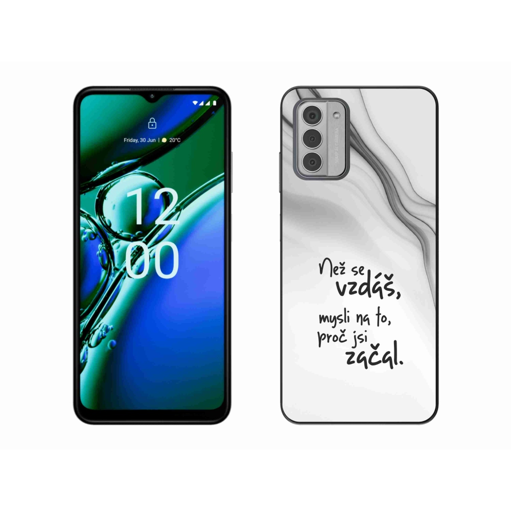 Gelový kryt mmCase na Nokia G42 - citát 2 bílé pozadí