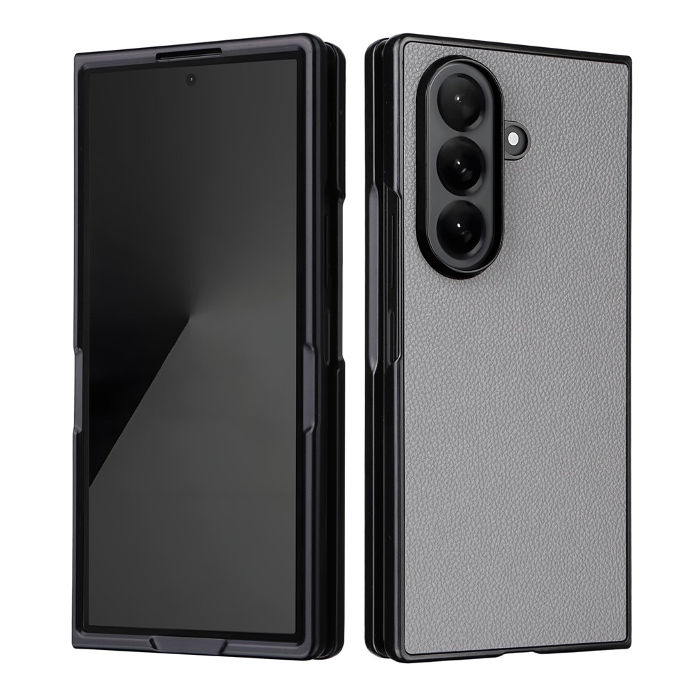 Leather plastový obal potažený umělou kůží na Samsung Galaxy Z Fold7 5G - šedý