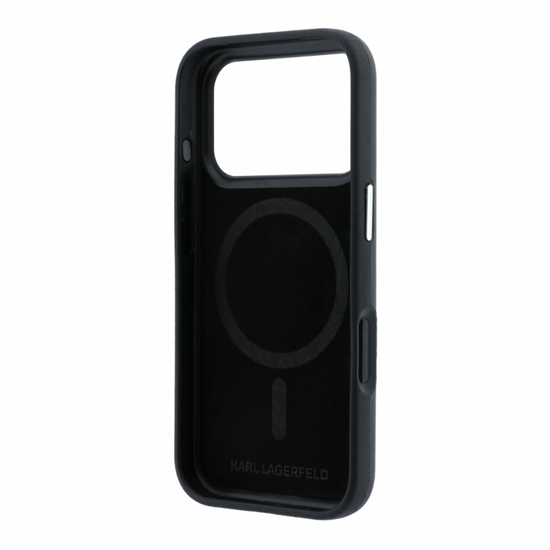 Karl Lagerfeld PU Semi Wrap Smooth Sketch Bodies Magsafe Zadní Kryt pro iPhone 18 Pro Max Black
