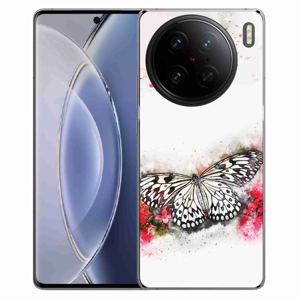 Gelový kryt mmCase na Vivo X90 Pro - černobílý motýl