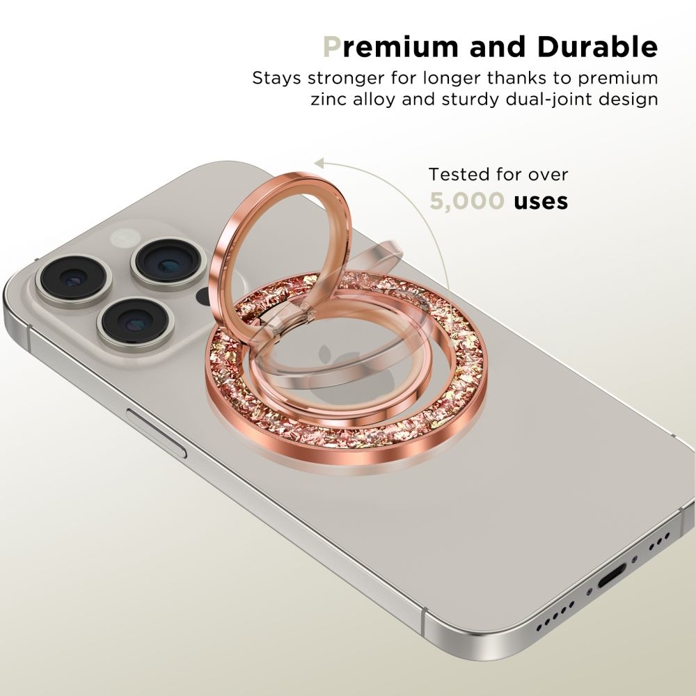 Tech-Protect MMR200 MagSafe magnetický kroužek a stojánek na telefon - růžově zlatý
