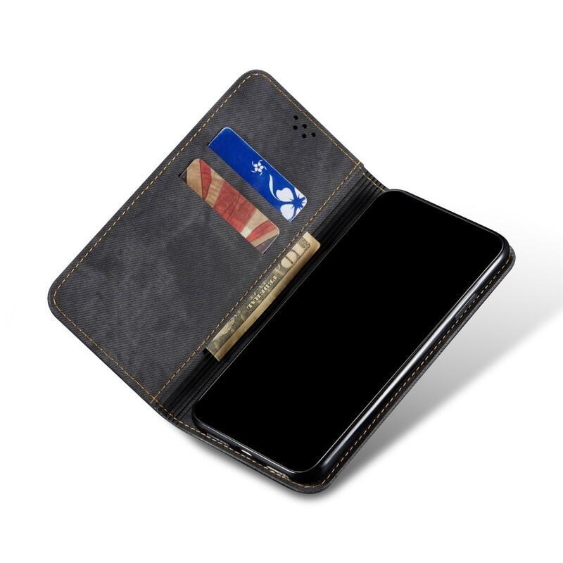 Jeans PU kožené peněženkové pouzdro na mobil Realme 9i - černé